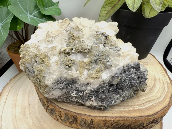 Witte Calciet ruw met Galena - Foto 1
