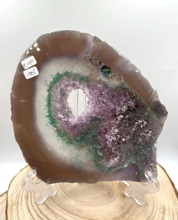 Agaatgeode schijf met Amethist en Chloriet - Foto 1
