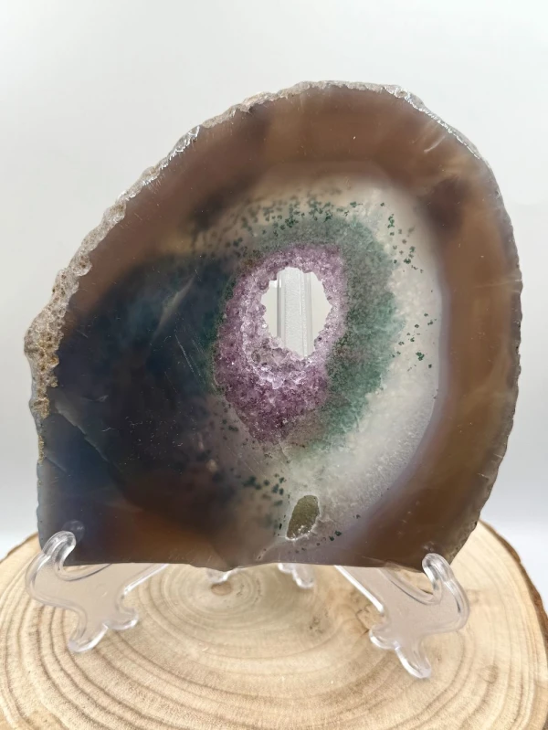 Agaatgeode schijf met Amethist en Chloriet - Foto 3
